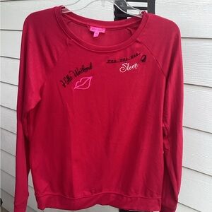 Betsey Johnson long sleeve “hello weekend sleep”sleepwear top pajama top. Size S